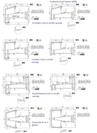 Overzicht Gealan S9000 kader profielen